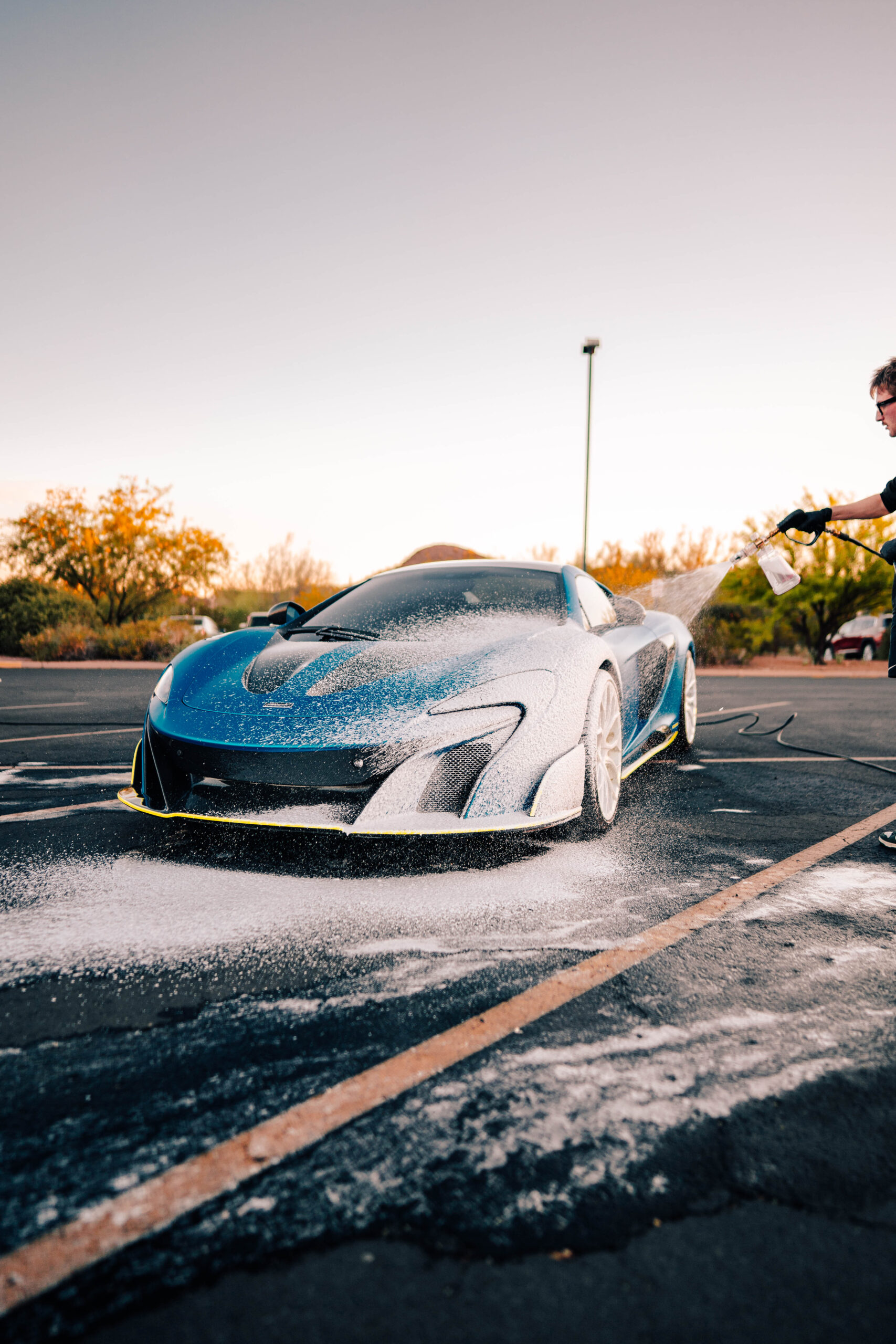 Foam wash premium sports car detailing